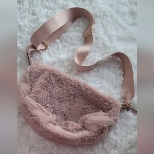 Faux Fur Crossbody Bag in Blush Pink